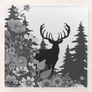Hirsch mit großem Geweih aus dem Wald Glasuntersetzer