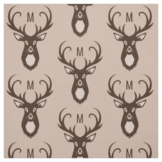 Hirsch mit Ihrem Monogramm-Gewebe Stoff (Muster)