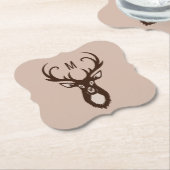 Hirsch mit Ihren Monogramm-Papier-Untersetzer Untersetzer (angewinkelt)