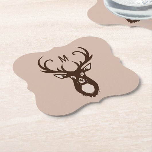 Hirsch mit Ihren Monogramm-Papier-Untersetzer Untersetzer (angewinkelt)