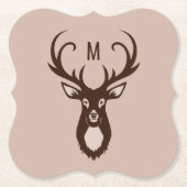 Hirsch mit Ihren Monogramm-Papier-Untersetzer Untersetzer (Vorderseite)