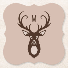 Hirsch mit Ihren Monogramm-Papier-Untersetzer Untersetzer