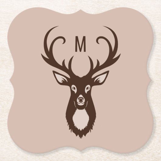 Hirsch mit Ihren Monogramm-Papier-Untersetzer Untersetzer (Vorderseite)