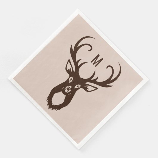 Hirsch mit Ihren Monogramm-Papierservietten Serviette (Ecke)