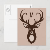 Hirsch mit Ihrer eigenen Postkarte für Monogramm (Vorne/Hinten)