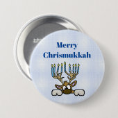 Hirsch mit Menorah Antlers Chrismukkah Button (Vorne & Hinten)