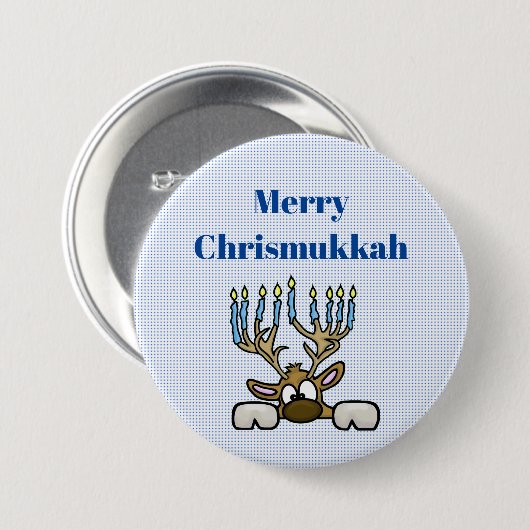 Hirsch mit Menorah Antlers Chrismukkah Button (Vorne & Hinten)