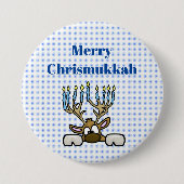 Hirsch mit Menorah Antlers Chrismukkah Button (Vorderseite)