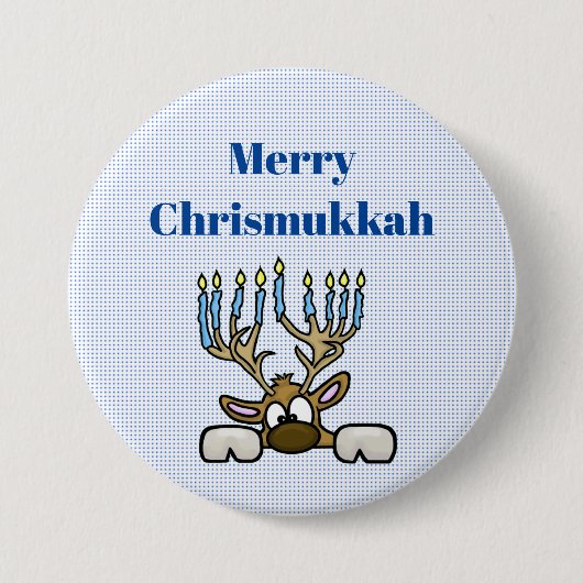 Hirsch mit Menorah Antlers Chrismukkah Button (Vorderseite)