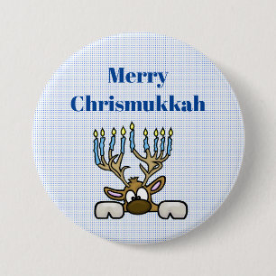 Hirsch mit Menorah Antlers Chrismukkah Button