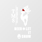 Hirsch mit Monogram + SC-Hat | Weihnachten Fensteraufkleber (Blatt)