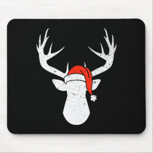 Hirsch mit Santa-Hut Weihnachts-Pyjama-Jagd-Gesche Mousepad