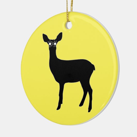 Hirsch mit Scheinwerfern Keramik Ornament (Links)