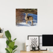 Hirsch mit Schnee und Brush Poster (Heimbüro)