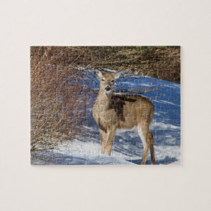Hirsch mit Schnee und Brush Puzzle