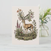 Hirsch mit Wildblume  Einladung (Stehend Vorderseite)