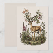 Hirsch mit Wildblume  Einladung (Vorne/Hinten)