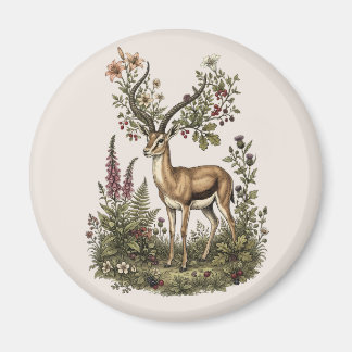 Hirsch mit Wildblume  Magnet