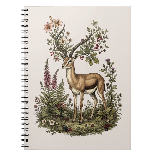 Hirsch mit Wildblume  Notizblock (Vorderseite)