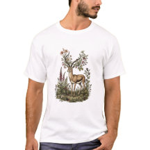 Hirsch mit Wildblume 