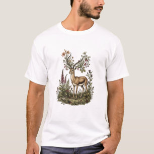 Hirsch mit Wildblume T-Shirt