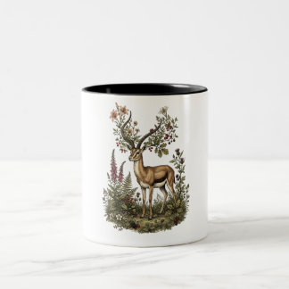 Hirsch mit Wildblume  Zweifarbige Tasse