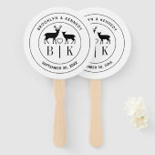 Hirsch Monogram Rustic Country Wedelname Fächer (Vorne und Hinten)