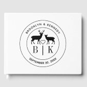 Hirsch Monogram Rustic Country Wedelname Gästebuch (Vorderseite)