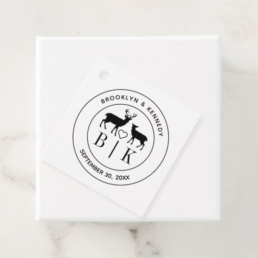 Hirsch Monogram Rustic Country Wedelname Geschenkanhänger (Beispiel)