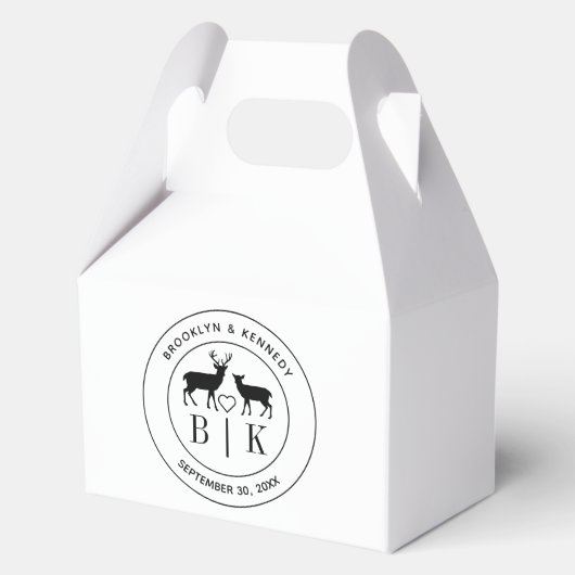 Hirsch Monogram Rustic Country Wedelname Geschenkschachtel (Vorderseite)