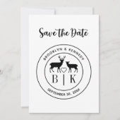 Hirsch Monogram Rustic Country Wedelname Save The Date (Vorderseite)