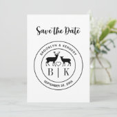 Hirsch Monogram Rustic Country Wedelname Save The Date (Stehend Vorderseite)