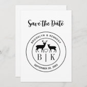 Hirsch Monogram Rustic Country Wedelname Save The Date (Vorne/Hinten)
