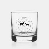 Hirsch Monogram Rustic Country Wedelname Whiskyglas (Vorderseite)