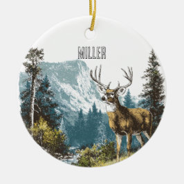 Hirsch Natur Keramik Ornament