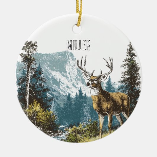 Hirsch Natur  Keramik Ornament (Vorne)