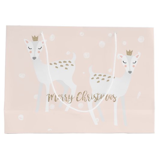 Hirsch - Niedlich Blush Pink Weihnachtsgebäck Große Geschenktüte (Rückseite)