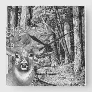 Hirsch Quadratische Wanduhr