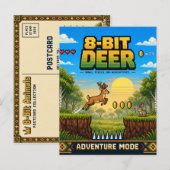 Hirsch, Retro-8-Bit-Pixel-Art Postkarte (Vorne/Hinten)