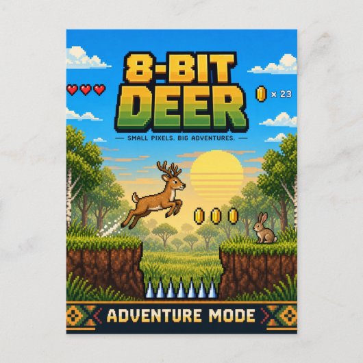 Hirsch, Retro-8-Bit-Pixel-Art Postkarte (Vorderseite)