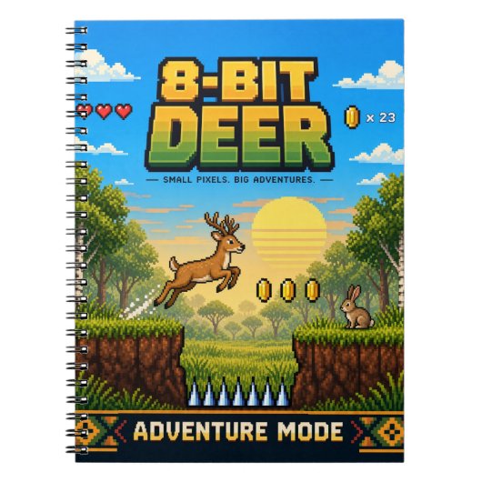 Hirsch, Retro-8-Bit-Pixelkunst Notizblock (Vorderseite)