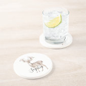 Hirsch Rosa Blumen Getränkeuntersetzer (Seite)