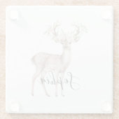 Hirsch Rosa Blumen Glasuntersetzer (Rückseite)