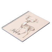 Hirsch Rosa Blumen Notizblock (Linke Seite)