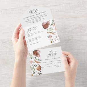 Hirsch Rost Terrakotta Blumenrosa Chic All In One Einladung