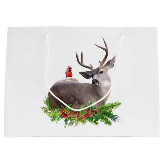 Hirsch Rote Vogel Geschenktasche Große Geschenktüte (Vorderseite)