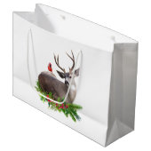 Hirsch Rote Vogel Geschenktasche Große Geschenktüte (Vorderseite Schrägansicht)