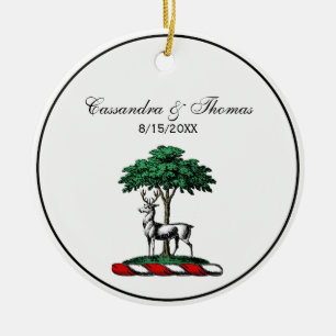 Hirsch Rothirsch am Baum Heraldik-Wappen Emblem Keramik Ornament