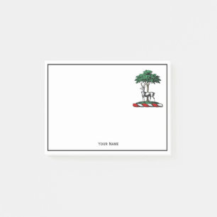 Hirsch Rothirsch am Baum Heraldik-Wappen Emblem Post-it Klebezettel