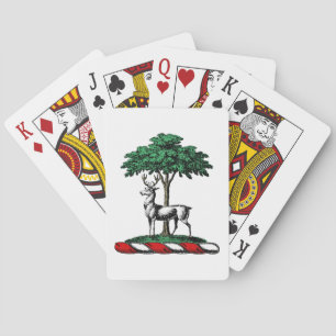 Hirsch Rothirsch am Baum Heraldik-Wappen Emblem Spielkarten